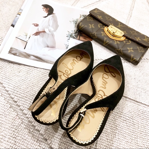 Sam Edelman Ludlow Kitten Heel Black Suede 5.5 - Picture 6 of 7